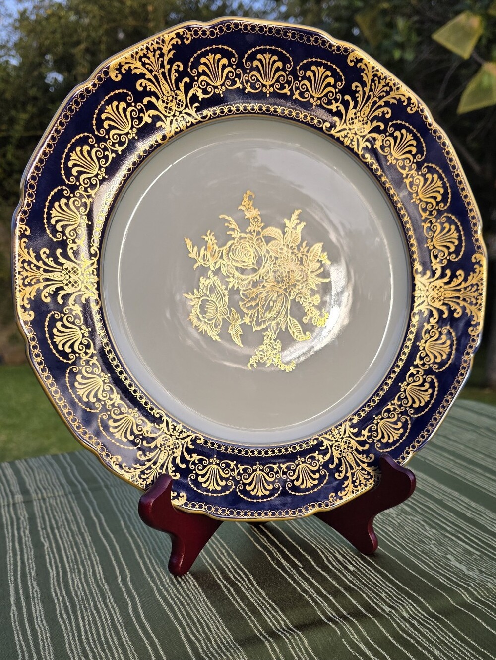 Vintage Rosenthal Eminence Ivory Dinner Plate, Pattern 739 Cobalt Blue and Gold